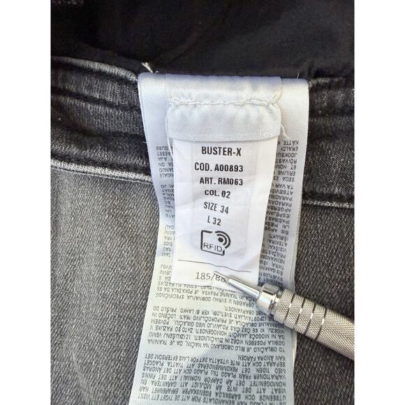 Diesel Jeans Mens Size 34x32 Black Denim Straight Slim Zip Fly Stretch Hipster - Picture 6 of 11